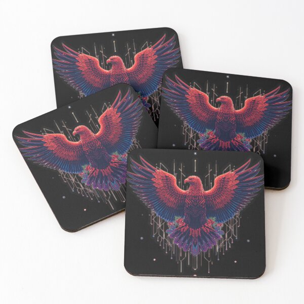 Item preview, Crimson Neon Eagle – Cyberpunk Bald Eagle in Red & Purple designed and sold by Naturalite19.
