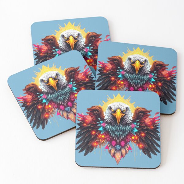 Item preview, Urban Neon Eagle – Vibrant Cyberpunk Bald Eagle Print Design designed and sold by Naturalite19.