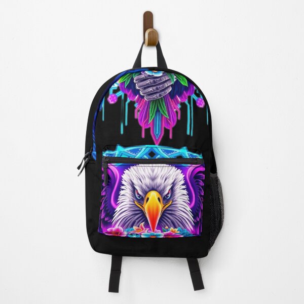 Item preview, Eagle & Neon Roses – Bald Eagle in Purple and Blue with Vibrant Flowers designed and sold by Naturalite19.