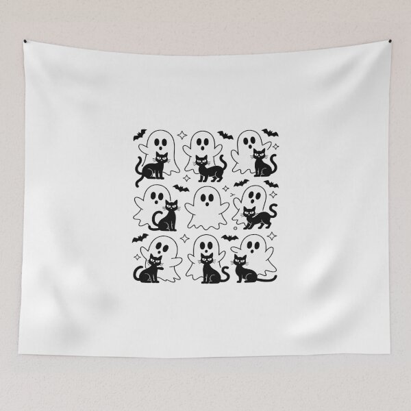 Item preview, Funny Ghost Holding A Black Cat Lazy Halloween Spooky Season designed and sold by KingsLife1994.