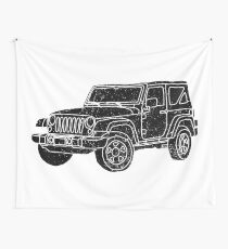 Jeep - Black Wall Tapestry