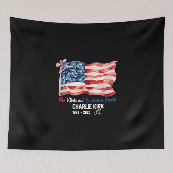 Item preview, Red White & Blueberries Coquette Flag RIP Charlie 1993-2025 Signature designed and sold by MarlinConroy.