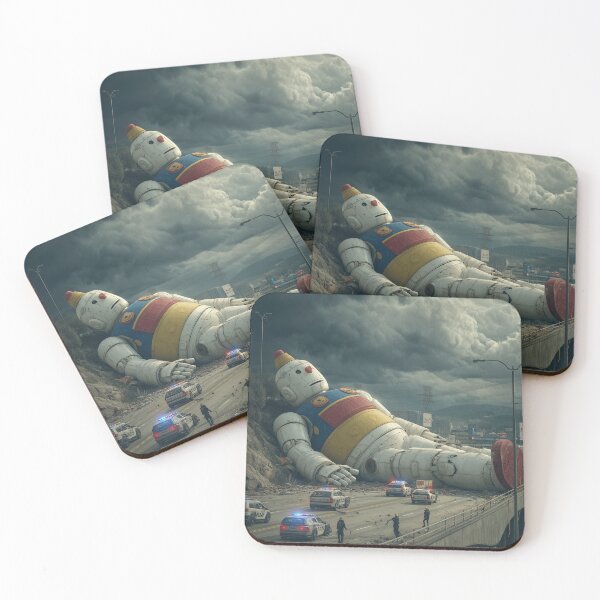Item preview, Giant Broken Mascot – Surreal Dystopian Highway Scene designed and sold by Spectrum_Prints.
