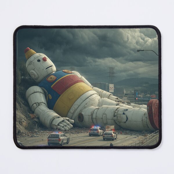 Item preview, Giant Broken Mascot – Surreal Dystopian Highway Scene designed and sold by Spectrum_Prints.