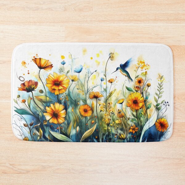 Item preview, Vibrant Watercolor Hummingbird in Wildflowers designed and sold by Boddicca.