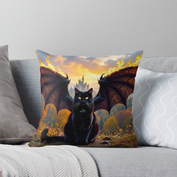 Item preview, A Black Dragon Cat by a Castle designed and sold by Lava Tigers Art.