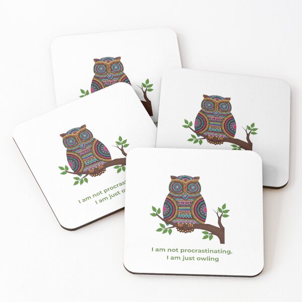 Item preview, Just Owling | Funny Procrastination Quote Mandala Owl designed and sold by DotsNSoul.