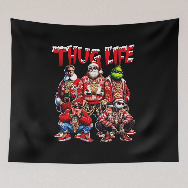 Item preview, Thug Life Christmas Gangster Santa Ugly Sweater Crew designed and sold by Jasonvoorhees21.
