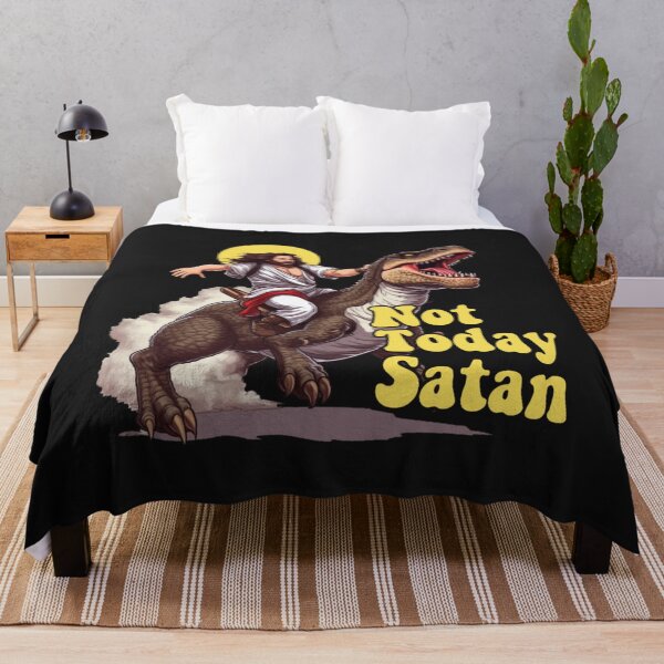 Item preview, Not Today Satan Jesus Riding Dinosaur T Rex Funny Sarcastic designed and sold by MichaelRivers6.
