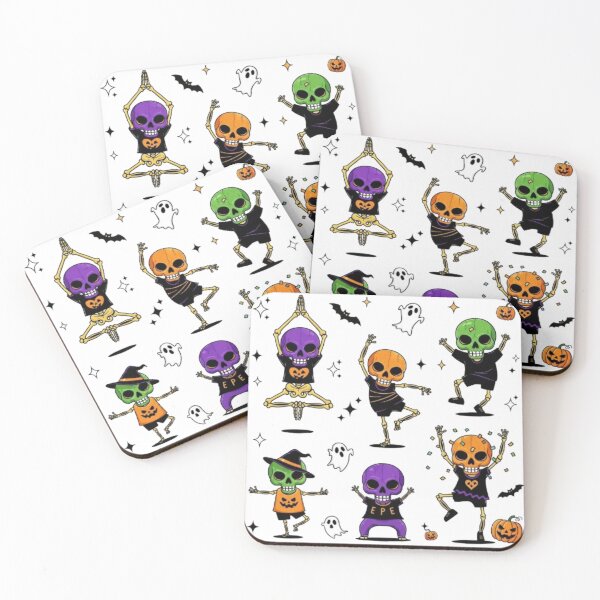 Item preview, Yoga Skulls friendships – Fun Halloween Celebration Art | Spooky Skeletons Partying, Jumping & Yoga Moves Design" designed and sold by Gurjeetpixelart.