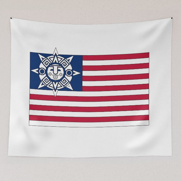 Item preview, USA Flag Aztec Calendar Crossover Mexican Heritage designed and sold by the Zarock Shop.
