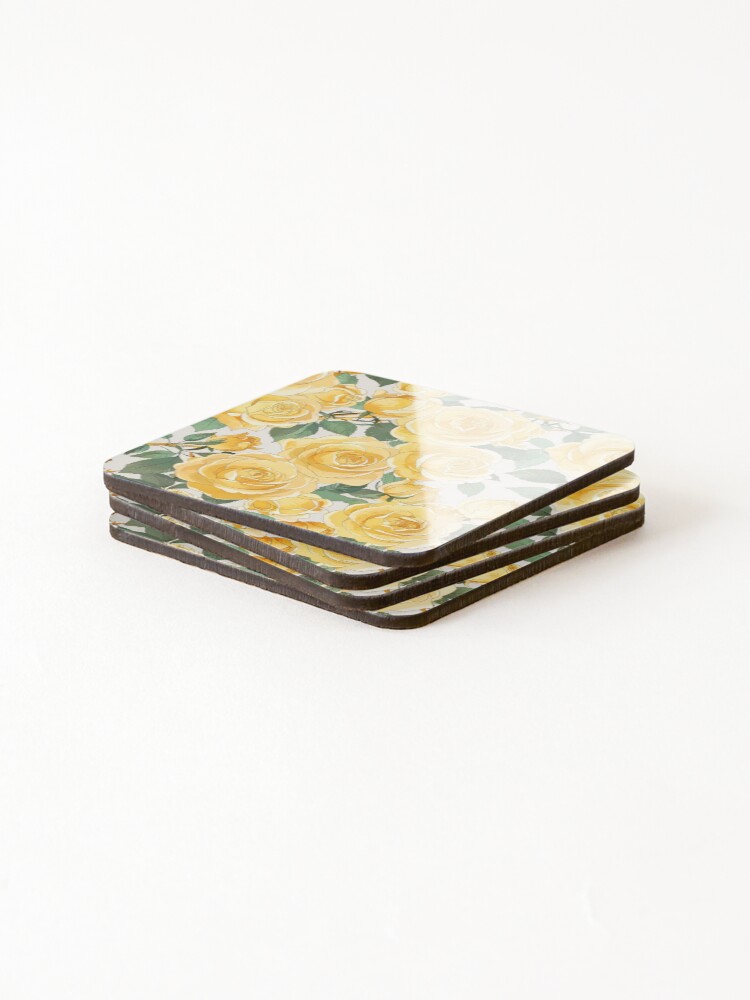 Thumbnail 4 of 5, Coasters (Set of 4), Yellow Roses designed and sold by CoolPixels.
