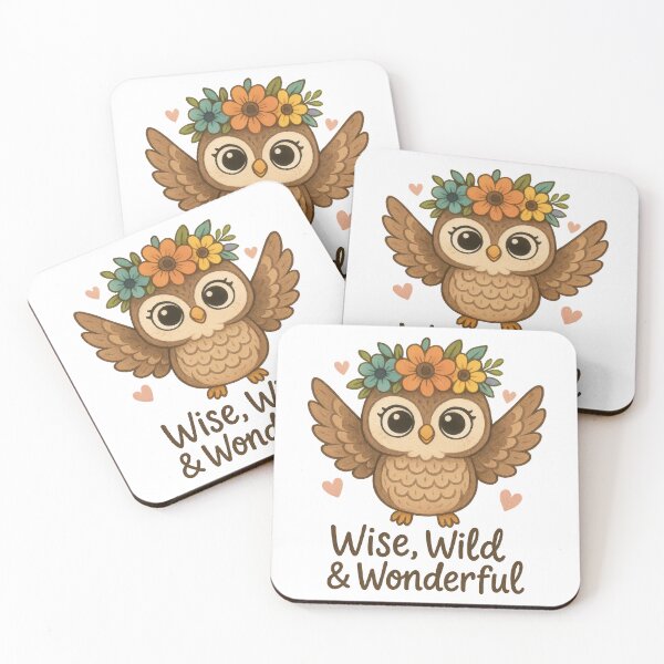 Item preview, Wise Wild & Wonderful - Cute Owl with Flower Crown | Whimsical Nature Quote Design for Kids, Teachers, and Empowering Animal Gifts designed and sold by inkoutninja.