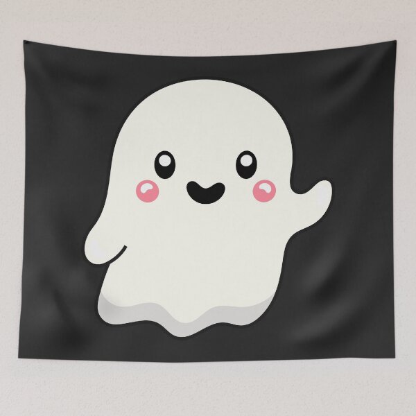 Item preview, Cute and Adorable GHOST waving happy Kawaii Halloween designed and sold by DibujandoPorfa.