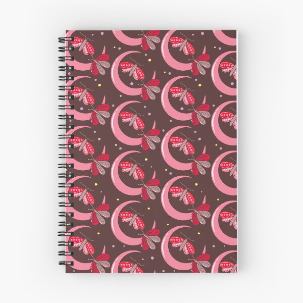 Item preview, Colorfall Season Fall Pattern | Pink Moon with Night Moths on Dark Brown Background, Mystical Autumn Illustration Design designed and sold by indysign.