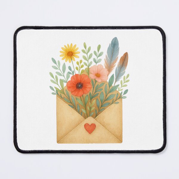 Item preview, Floral Envelope with Heart - Whimsical Botanical Love Letter Design | Kindness & Friendship Art for Stationery Lovers & Nature Fans designed and sold by inkoutninja.
