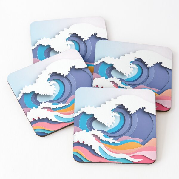 Item preview, Ocean Waves Paper Collage Art designed and sold by sharon1210.