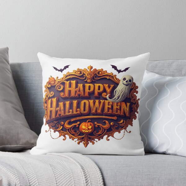 Item preview, Halloween greeting with bats spider web and dripping orange text happy halloween perfect for spooky festive cards and seasonal vector designs designed and sold by PWDigitalArt.