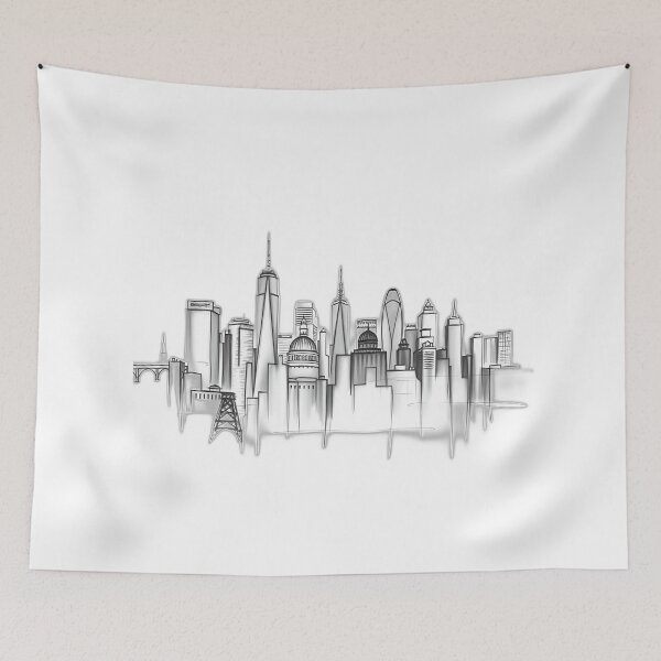 Item preview, Charcoal Pencil Urban Skyline Sketch designed and sold by sharon1210.