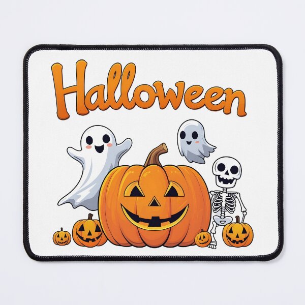 Item preview, Halloween decorations featuring carved pumpkins, skeleton and a ghost designed and sold by PWDigitalArt.