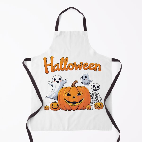 Item preview, Halloween decorations featuring carved pumpkins, skeleton and a ghost designed and sold by PWDigitalArt.