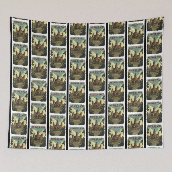 Item preview, Vintage Angkor Wat Cambodia Travel Poster – Iconic Temple Wall Art designed and sold by FestivityFinds.