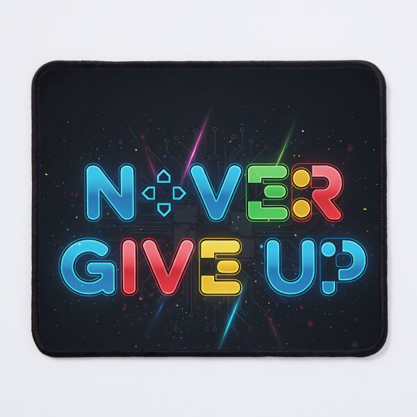 Item preview, Never Give Up  Gaming Inspiration Typography designed and sold by SheldonHoxie1.