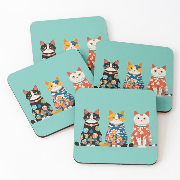 Item preview, Furoshiki-Inspired Cats: Black, Navy-Yellow Mix, and Red-White designed and sold by LEO'S CREATURE　れおずくりーちゃー.