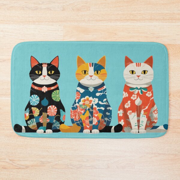 Item preview, Furoshiki-Inspired Cats: Black, Navy-Yellow Mix, and Red-White designed and sold by LEO'S CREATURE　れおずくりーちゃー.