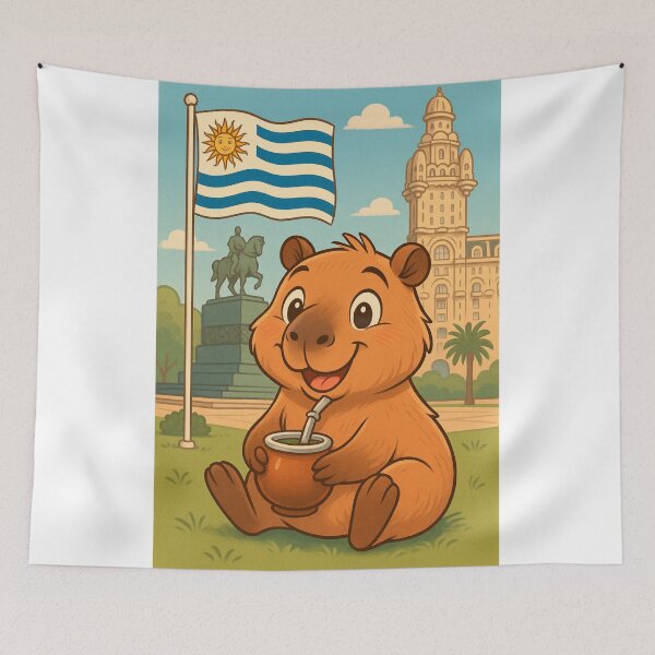 Item preview, Cute Capybara with Mate in Montevideo Uruguay Cartoon designed and sold by CapyToon.