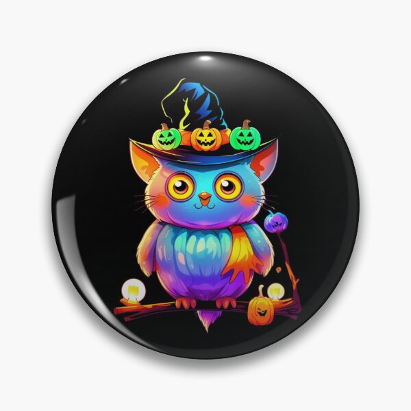 Item preview, Kawaii Neon Halloween Owl Sitting on Branch designed and sold by Medeea Publishing.