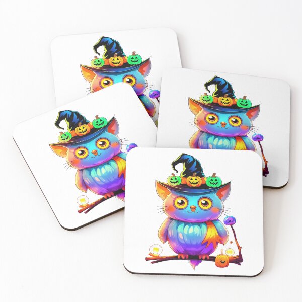 Item preview, Kawaii Neon Halloween Owl Sitting on Branch designed and sold by Medeea Publishing.