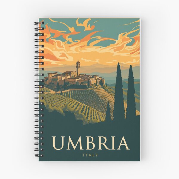 Item preview, Vintage Umbria Italy Travel Poster – Retro Countryside Hilltop Village Wall Art designed and sold by FestivityFinds.