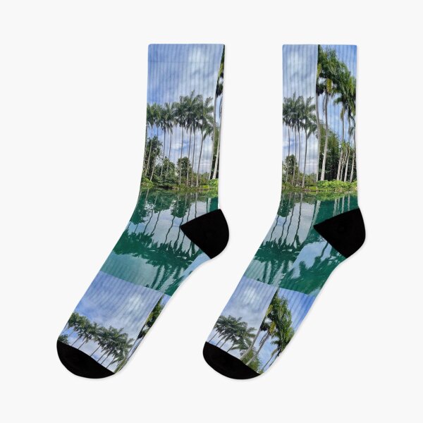 Item preview, Tropical Palm Trees Reflected in Still Water designed and sold by TrisaThyme.