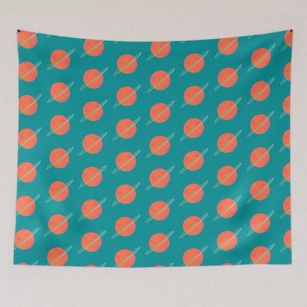 Item preview, A Little Bright Orange Planet with a Turquoise Ring designed and sold by Yulia Saraswati.