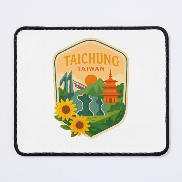 Item preview, Taichung Taiwan Sunflowers with Pagoda and Xueshan Mountains designed and sold by Places On Earth.