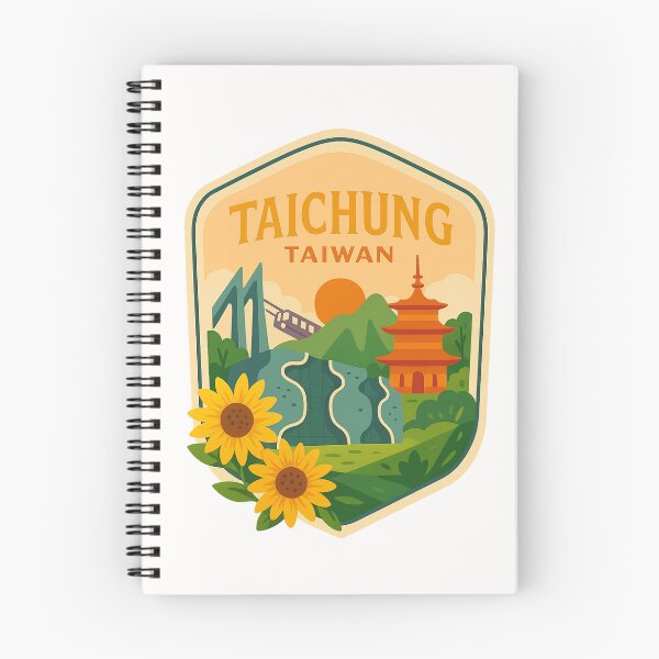 Item preview, Taichung Taiwan Sunflowers with Pagoda and Xueshan Mountains designed and sold by Places On Earth.