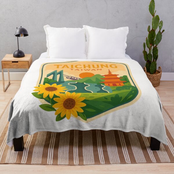 Item preview, Taichung Taiwan Sunflowers with Pagoda and Xueshan Mountains designed and sold by Places On Earth.