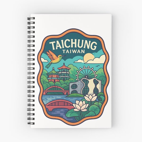 Artikelvorschau, Skyline von Taichung, Taiwan mit Riesenrad und üppigen Tempeln entworfen und verkauft von Places On Earth.