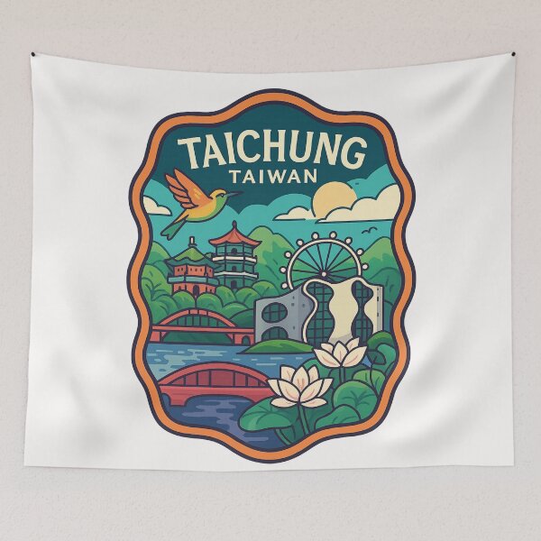 Item preview, Taichung Taiwan Skyline with Ferris Wheel and Lush Temples designed and sold by Places On Earth.