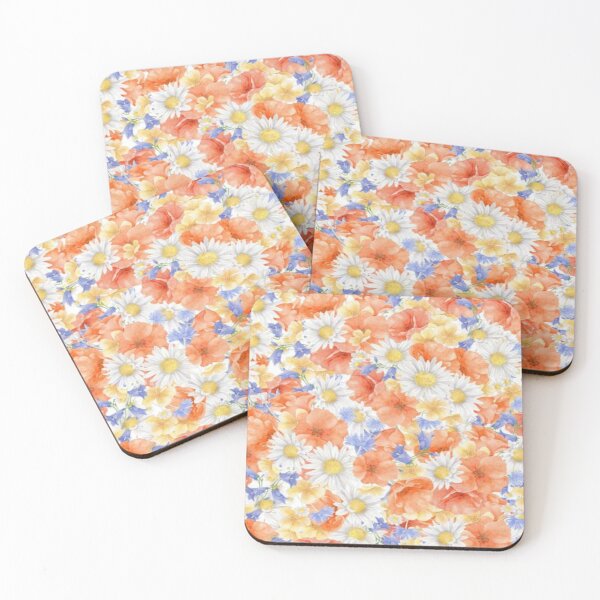 Item preview, Floral Design 247 Bright Watercolor Floral Pattern – Daisies & Poppies designed and sold by Kimmi graphics.