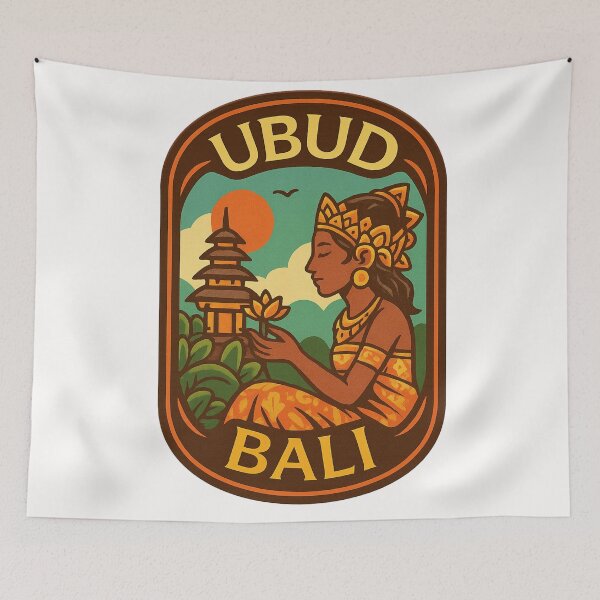 Item preview, Ubud Bali Temple Scene with Balinese Dancer and Lotus Flower designed and sold by Places On Earth.