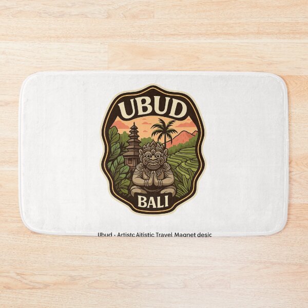 Item preview, Ubud Bali Barong Mask with Temple and Rice Fields designed and sold by Places On Earth.