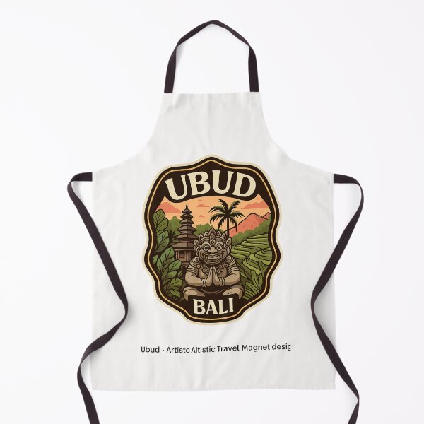 Item preview, Ubud Bali Barong Mask with Temple and Rice Fields designed and sold by Places On Earth.