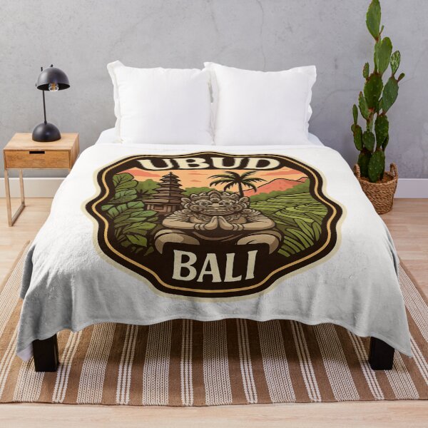 Item preview, Ubud Bali Barong Mask with Temple and Rice Fields designed and sold by Places On Earth.