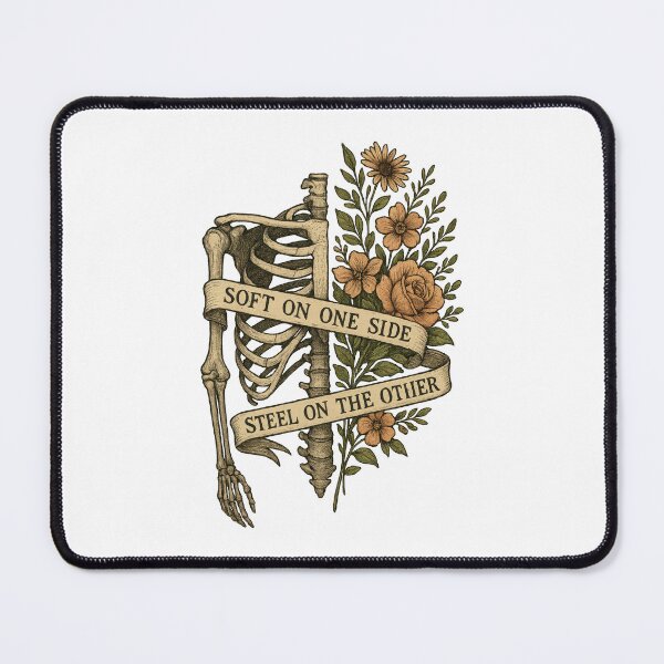 Item preview, Soft on One Side Steel on the Other – Gothic Floral Skeleton Empowerment Design designed and sold by inkoutninja.