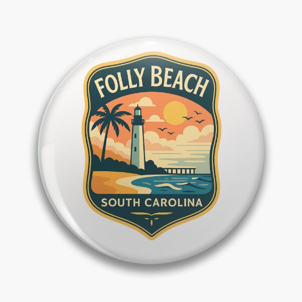 Item preview, Folly Beach Lighthouse – South Carolina Coastline Badge designed and sold by Places On Earth.