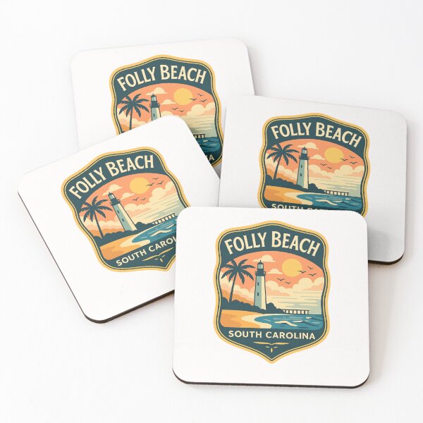 Item preview, Folly Beach Lighthouse – South Carolina Coastline Badge designed and sold by Places On Earth.