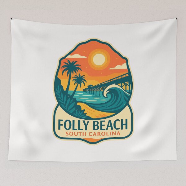 Item preview, Folly Beach Pier – Vibrant South Carolina Sunset Scene designed and sold by Places On Earth.