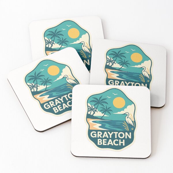 Item preview, Grayton Beach Heron – Florida Gulf Shore Sunset Badge designed and sold by Places On Earth.